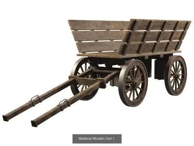 Medieval Wooden Cart Set 1 3D Model Pack