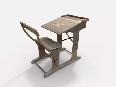 Old Vintage School Desk 3D model