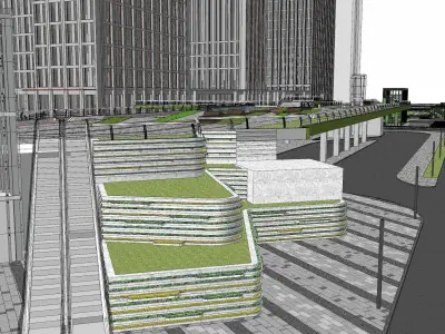 Modern commercial landscape 3D model