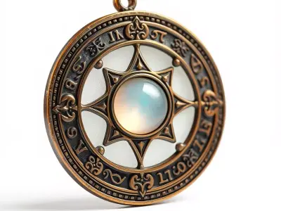 Antique Compass Amulet model pack Low-poly 3D model