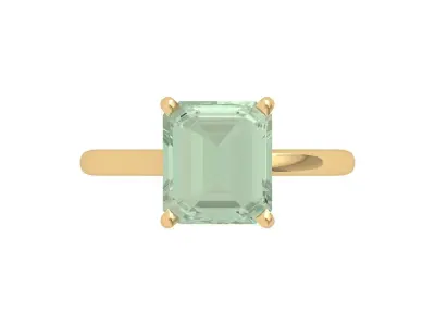 Emerald Solitaire Ring 3D print model 21