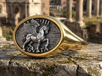 Roman Legion Avgusta Pegasus Winged Horse Antique Ring 3D print model