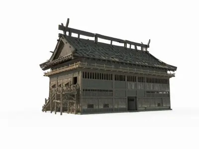 Ancient East Asian Architecture Large Houses 3D model