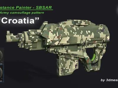 Croatia - Army Camouflage Pattern - SBSAR Material 3D model