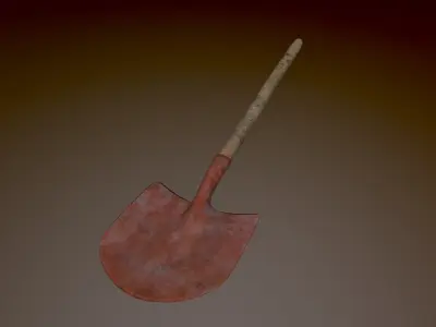 Shovel Low-poly 3D model 7