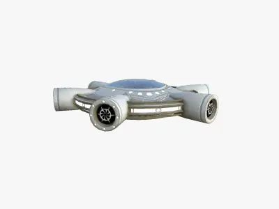 Alien Spaceship UFO J09 Full White - Sci Fi Spacecraft Design Low-poly 3D model
