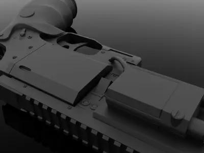 Cyberpunk Sci-Fi POLICE revolver Low-poly 3D model