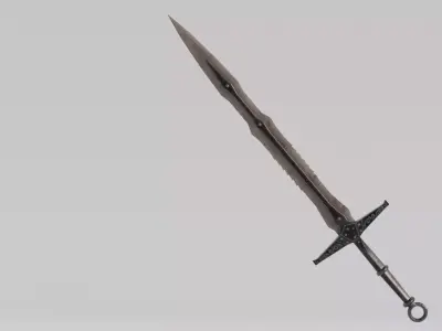 Dragon  Bone Two Handed Bon Sword Low-poly 3D model