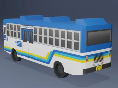 Blue Thai bus Low poly v04 Low-poly 3D model