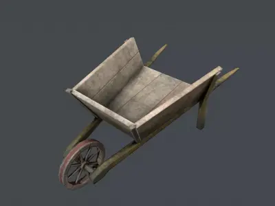Wooden hand truck low poly 3D Free low-poly 3D model