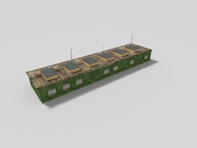 low poly military building 3 Low-poly 3D model