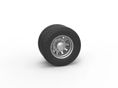 Rear custom wheel of semi truck Version 25 Scale 1 to 25 3D print model