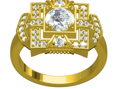 Antique Square Shape Vintage Ring 3D print model