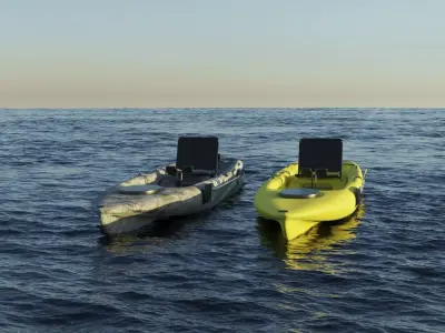 Kayak 3D model boat floating in middle of ocean 3D Model Pack