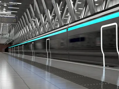Futuristic Train with Cars Black 3D model