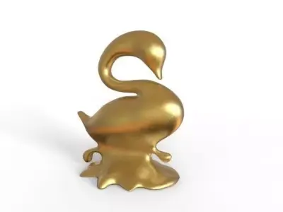 swan in water 3D model