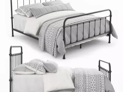 Giselle Antique Graceful Dark Bronze Victorian Iron Bed 3D model