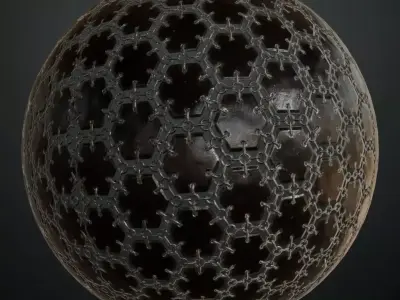 Hexagonal Pattern Metal Mesh PBR Seamless Texture