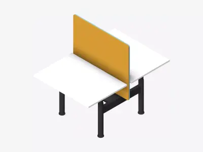 Desk - Double - Officetec - Modela - Linear - Adjustable Height Low-poly 3D model