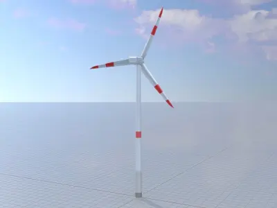 Wind turbine N1 H-150 RD 148 m Low-poly 3D model