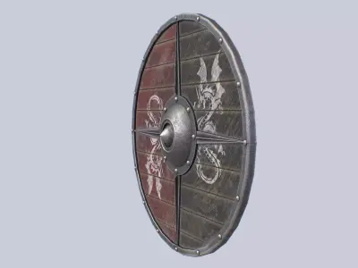 Viking shield Low-poly 3D model 3