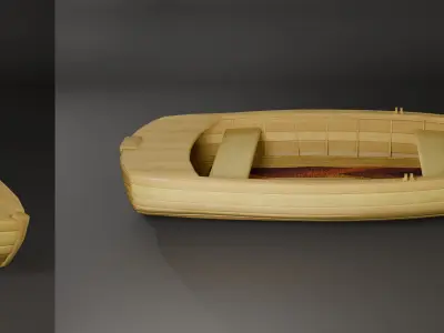 Wooden Boat Low-poly 3D model 5