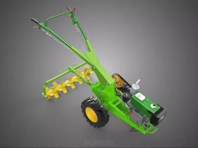 WALK BEHIND TRACTOR POWER TILLER HAND WALKING ROTARY ROTAVATOR 3D model