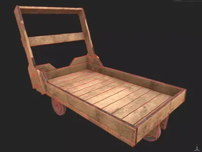 Arabic Wooden Cart  Low-poly 3D model