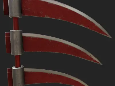 Triple-Bladed Scythe Hidans Scythe  Free low-poly 3D model