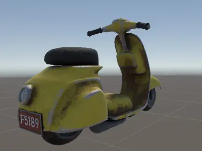 Yellow Moped Low-poly 3D model