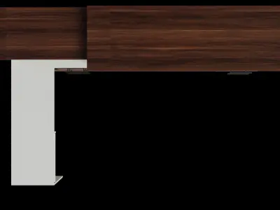 White Desk Dark Brown Cabinet Wall Bed Closed 3D model