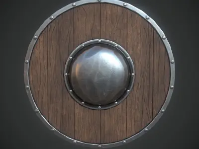 Game Ready Wooden Shield Low-poly 3D model