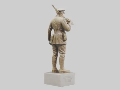 Military Soldier Memorial Statue model Low-poly 3D model