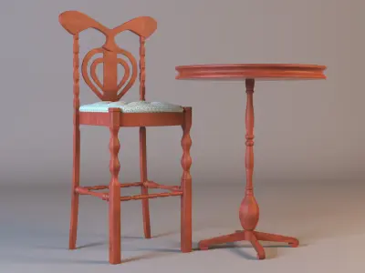 Bar Stool and Table Free 3D model