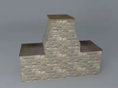 Curve sided Fireplace Free 3D model