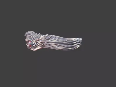 goth ornamental trillion gemstone ring silver engraved skull 3D print model