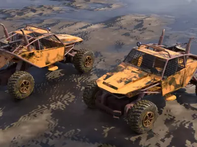 Post-Apocalyptic Off-Road Buggy - PBR Low-poly 3D model