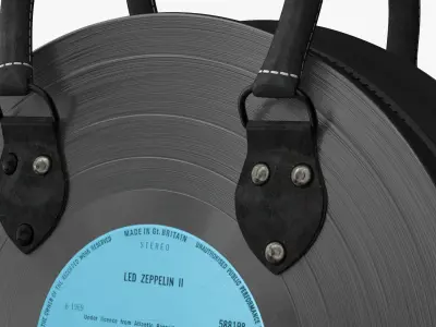 Circular Vinyl Record Handbag with Canvas Sides Black 3D model