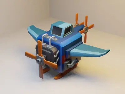 Propeller Cube Plane Fantasy  Low-poly 3D model
