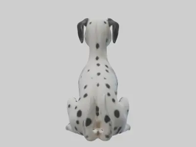 Sitting Dalmatian model Low-poly 3D model