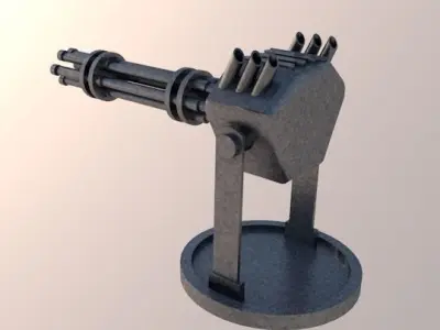 Gatling gun Low-poly 3D model