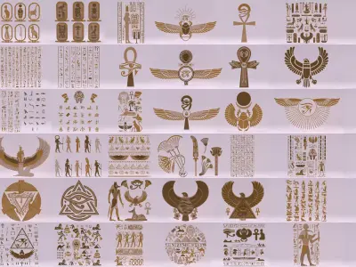 52 Models - Egyptian Symbols - Big Bundle 3D Model Collection