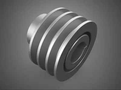 STANDARD 3 THREE TRIPLE GROOVE TRACK PULLEY SHEAVE WHEEL GEAR FE 3D model