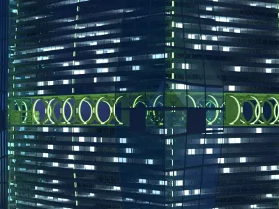 Sci-Fi 3 modern skyscraper at night 3D model