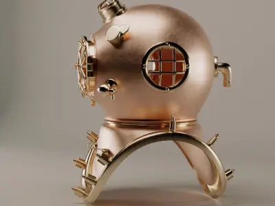 antique diver helmet 3D model