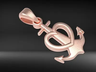 Heart Anchor Pendant 3D print model