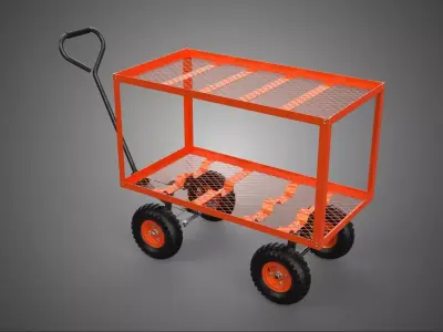 HEAVY DUTY DOUBLE DECKER TIER BED NET TROLLEY WAGON CART GARDEN 3D model