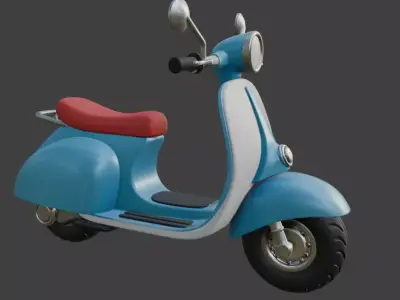 Vintage Retro Scooter 3D Model 3D model 7