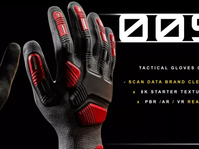 Tactical Gloves 009 Low-poly 3D model