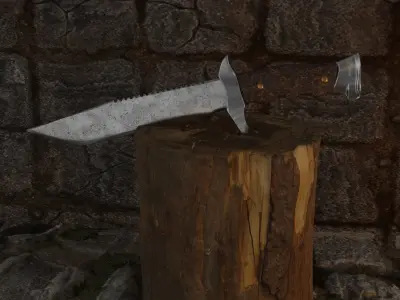 Combat knife Low-poly 3D model 5